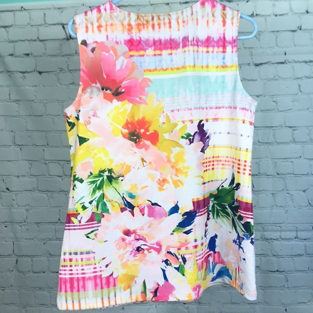 Christopher & Banks Tank in pretty watercolor hues EUC size petite large - Picture 3 of 4